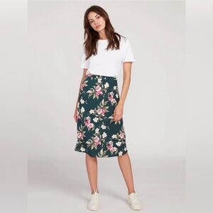 Volcom ‘I’m a Leo’ High Waisted Midi Floral Polyester Skirt Size XS